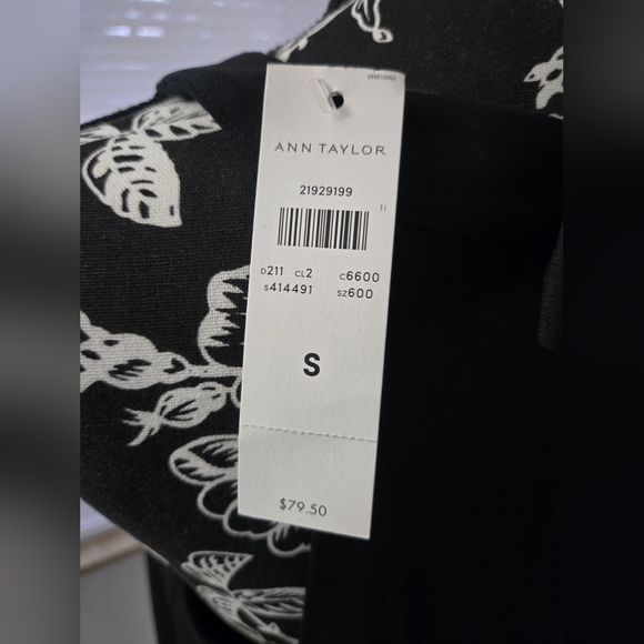 Nwt Ann Taylor Lined Babydoll Top With Bow Accent  Black Size Small - Picture 6 of 6